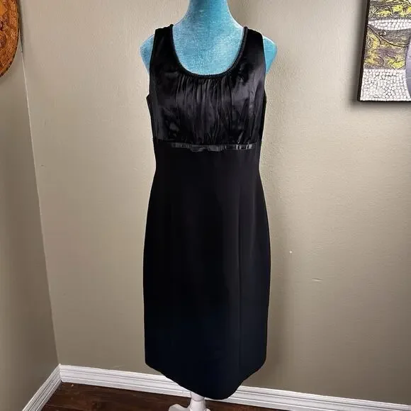 Tahari Arthur Levine Women 10 dress formal sheath black silk poly holiday party - Picture 2 of 16